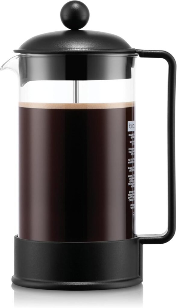 Bodum French Press Brazil 1 L – hitzebeständiges Glas & Edelstahlfilter