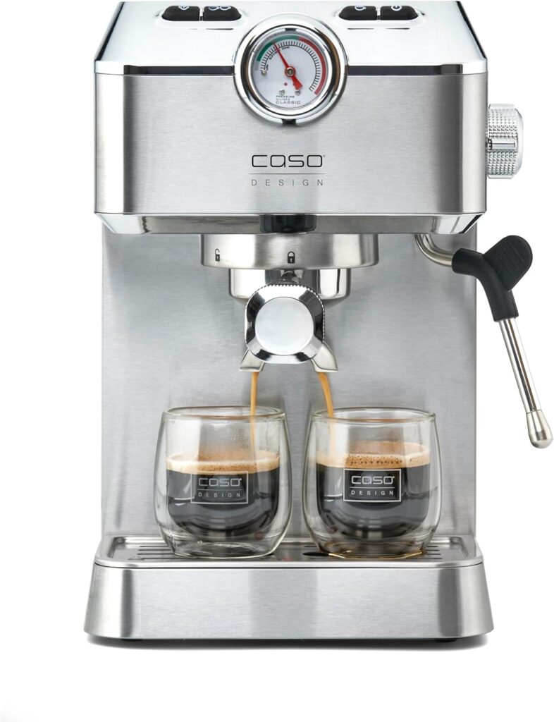Caso Espresso Gourmet – Einsteiger-Siebträgermaschine mit 20 bar Druckpumpe und Milchaufschäumer