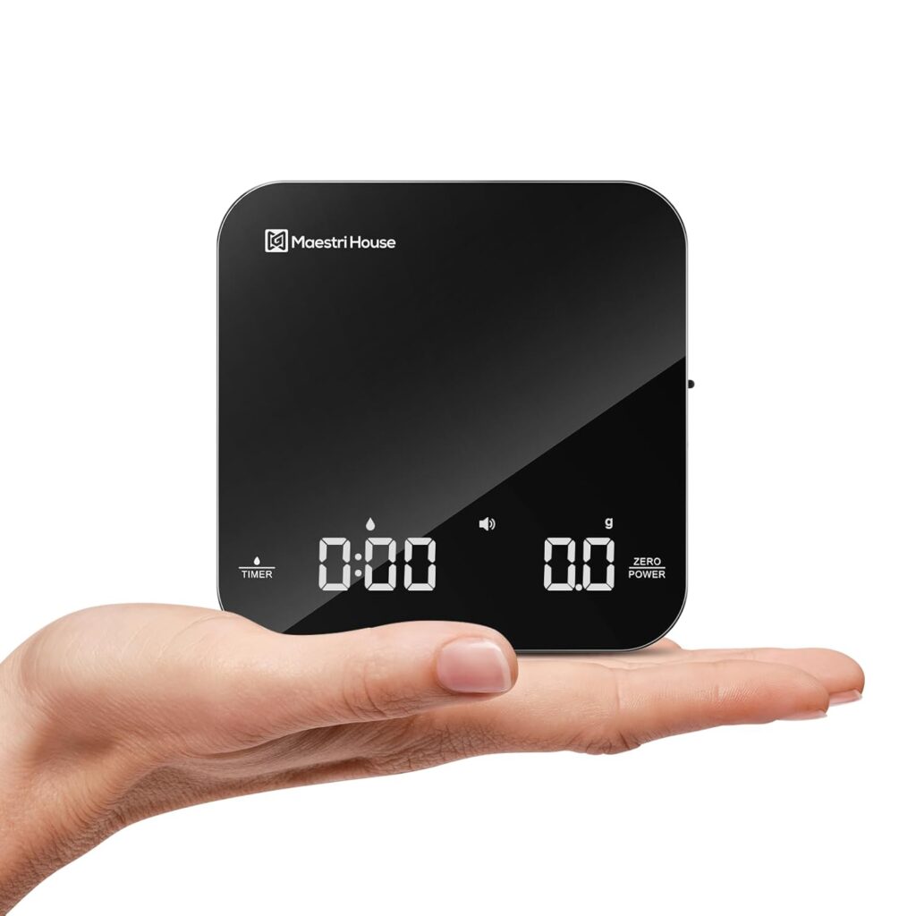 Maestri House Mini-Kaffeewaage mit Timer für Espresso und Pour-Over, wiederaufladbar bis 2 kg 0,1 g