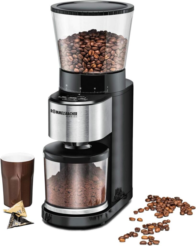 Rommelsbacher Kaffeemühle EKM 500, elektrische Kaffeemühle mit Kegelmahlwerk