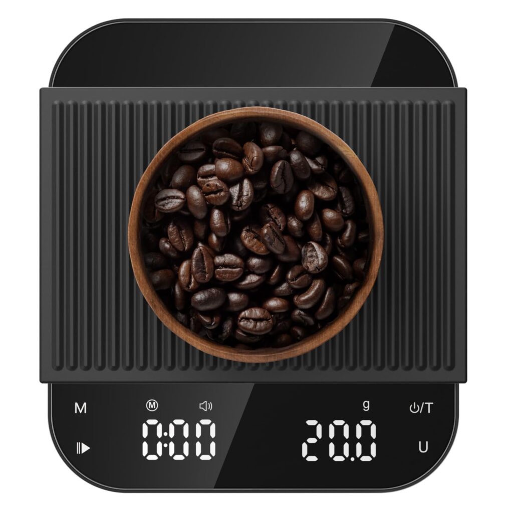 Ultrean Kaffeewaage mit Timer, hochpräzise Küchen- und Espresso-Waage mit LED-Display, 3 kg 0,1 g