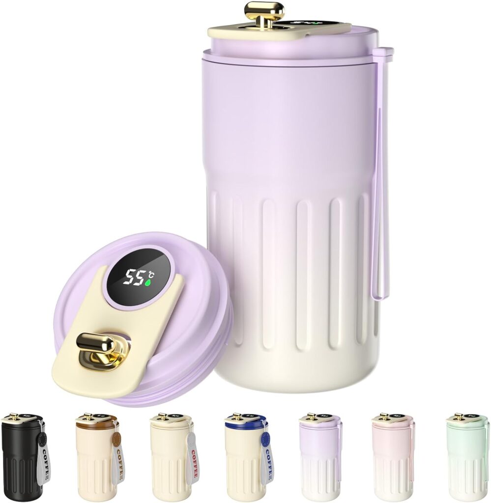 Homealexa Thermobecher – kompakter Reisebecher mit Digitalanzeige