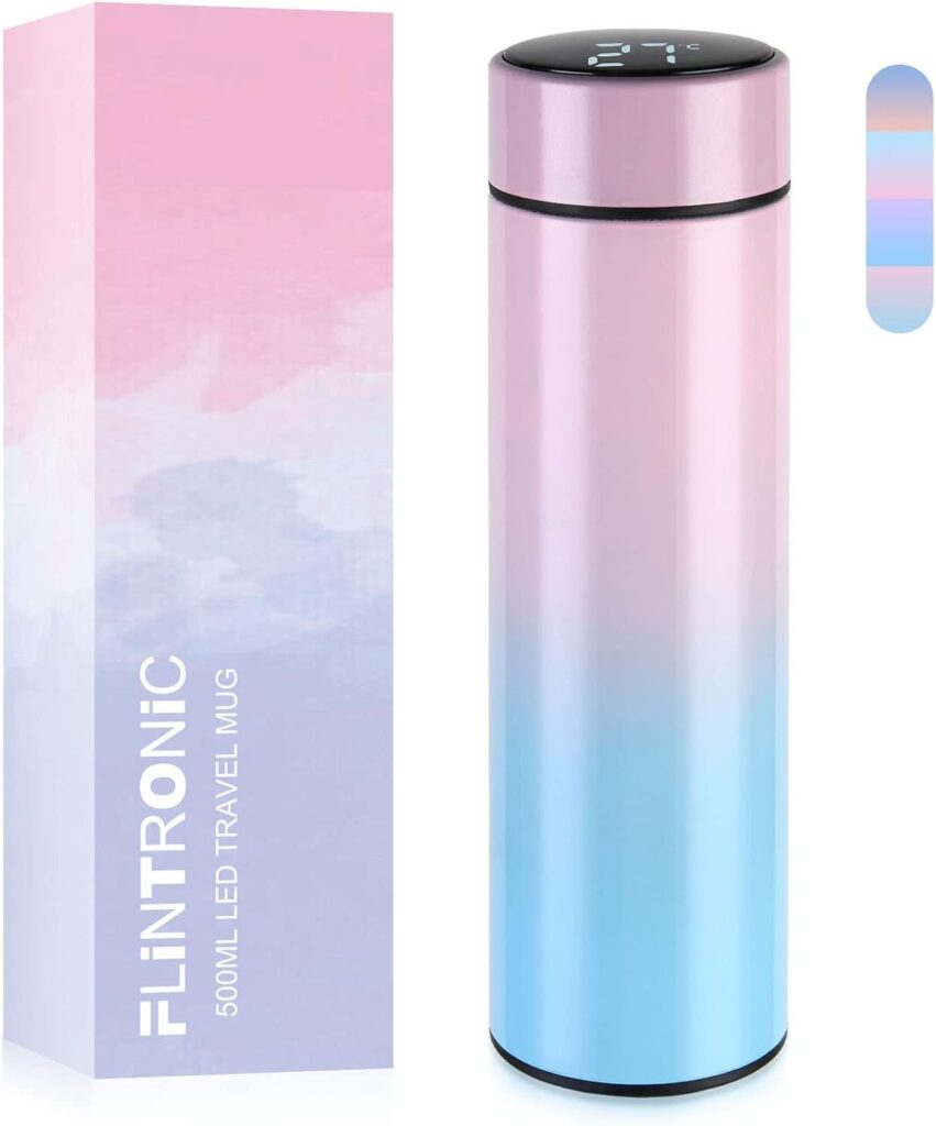Flintronic Thermosflasche – stilvolle Farbverlaufsflasche mit LCD-Temperaturanzeige