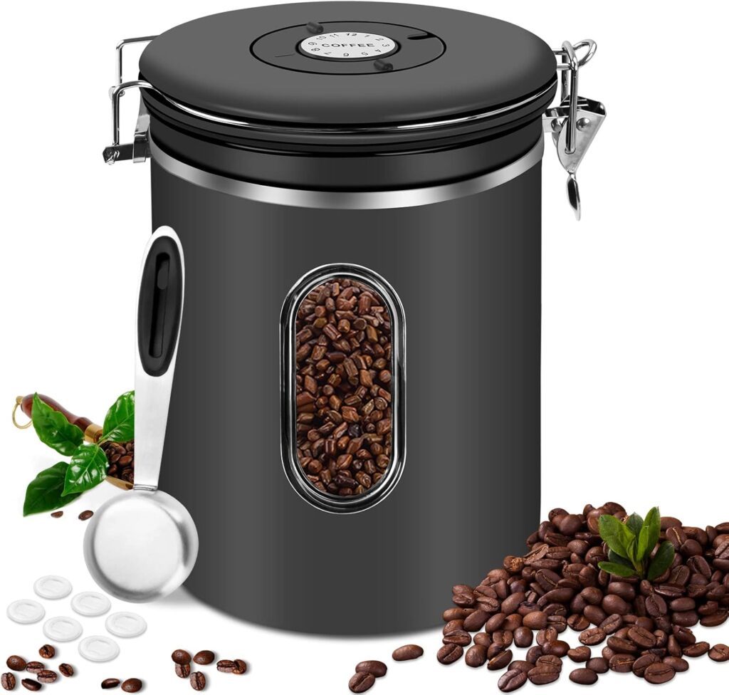 JOLIGAEA Kaffeedose – große Edelstahldose mit CO₂-Ventil und Datumsanzeige.