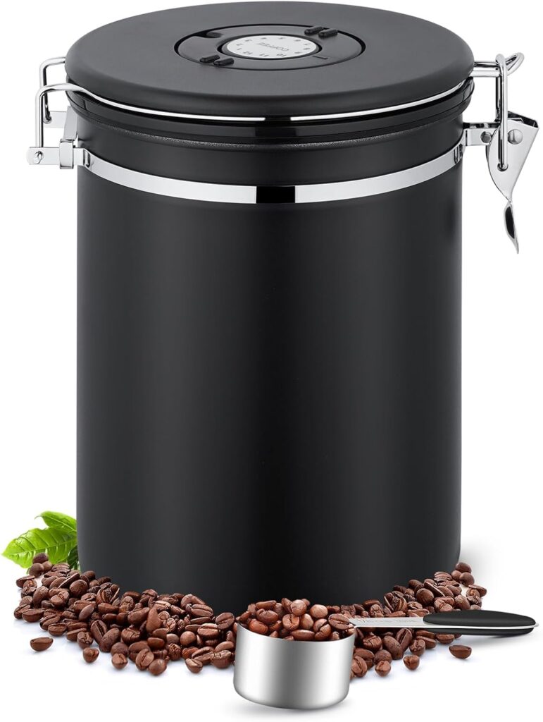 BEZORR Edelstahl-Kaffeedose – robuste Aufbewahrungsdose mit Ventil für frische Bohnen.